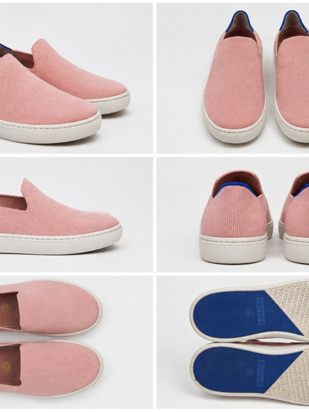 Rothy's Pink Slip-On Corduroy Mules with Blue Heel Tab